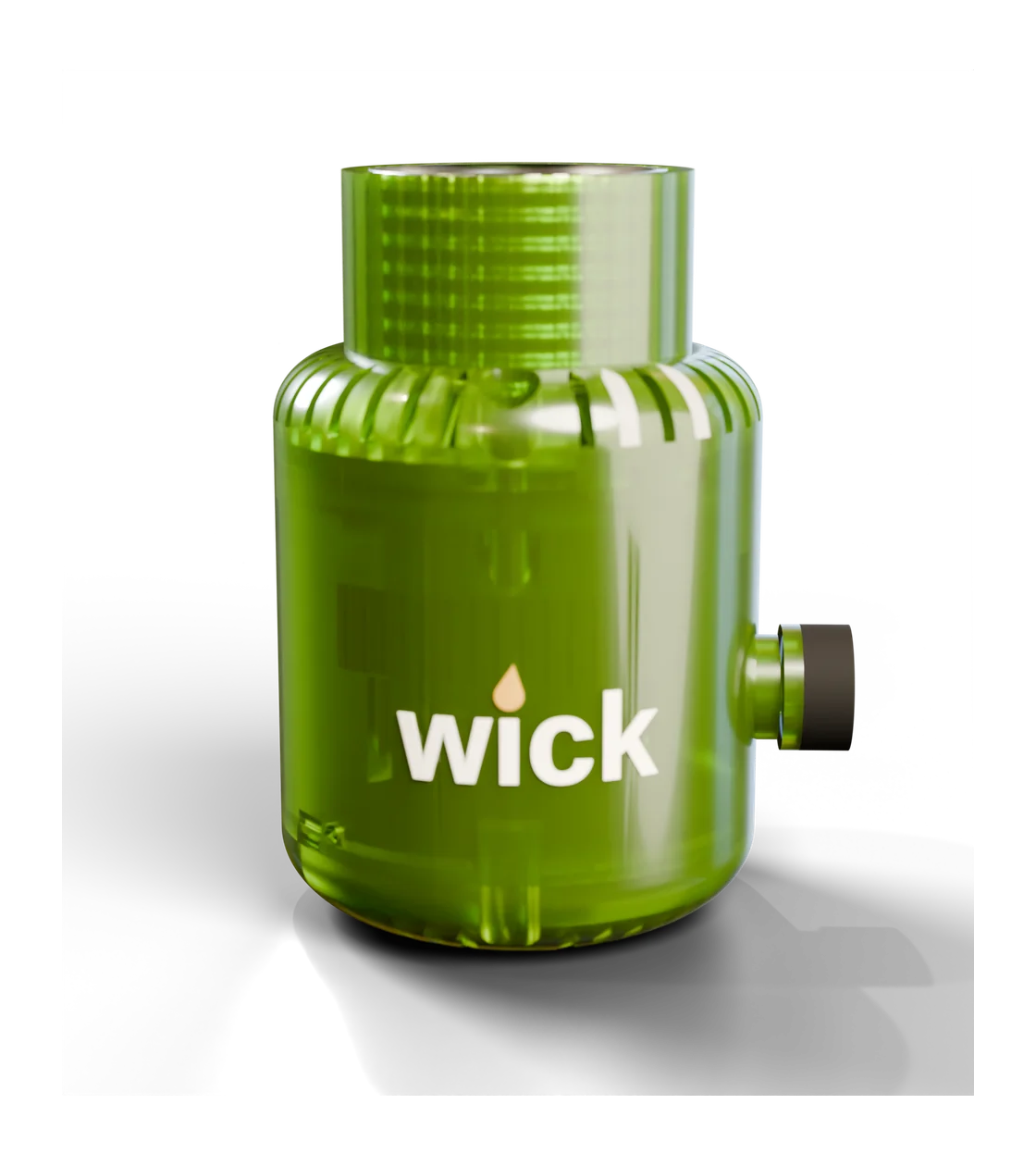 wick in translucent chartreuse Green, bell shape, the circuit boards inside showing through
