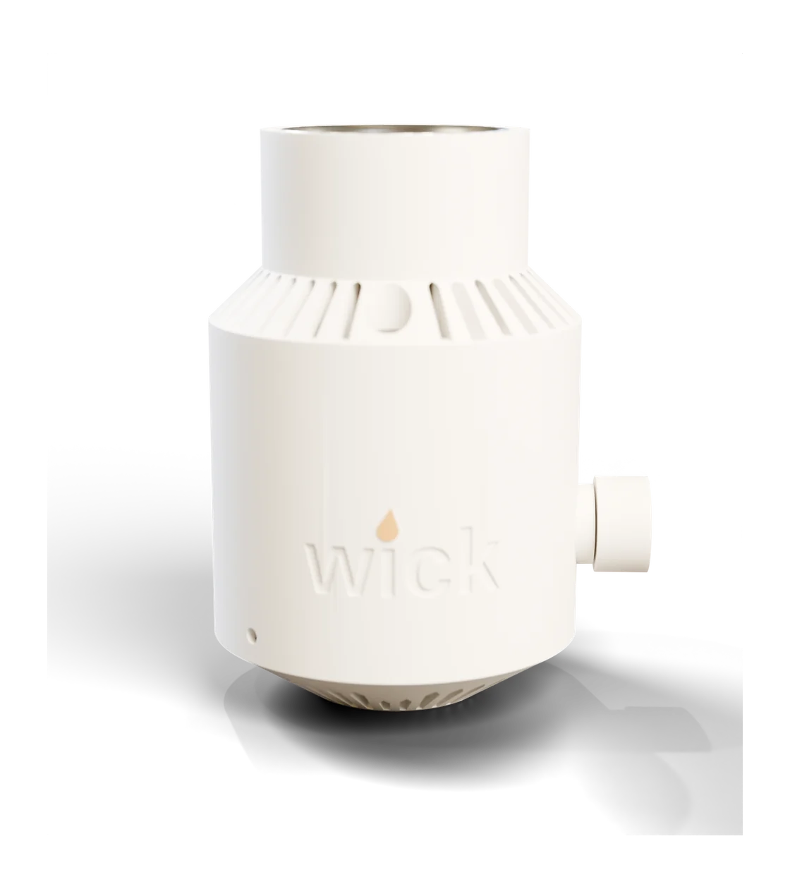 wick in Matte white, cone shape: no shine, the wordmark only recessed, its flame filled