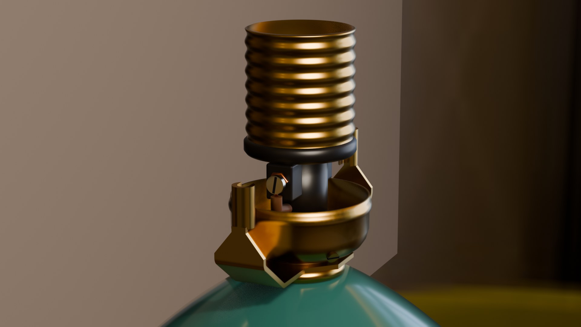 The old socket with its brass shell off: a wire hooked round one of its two terminal screws